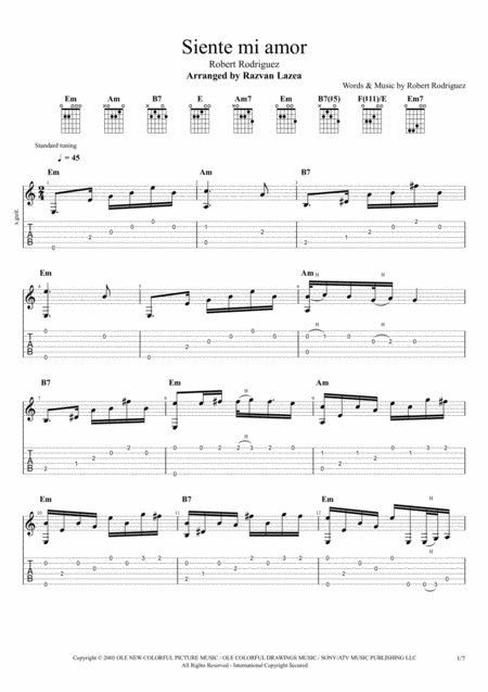 Siente Mi Amor By Robert Rodriguez Sheet Music