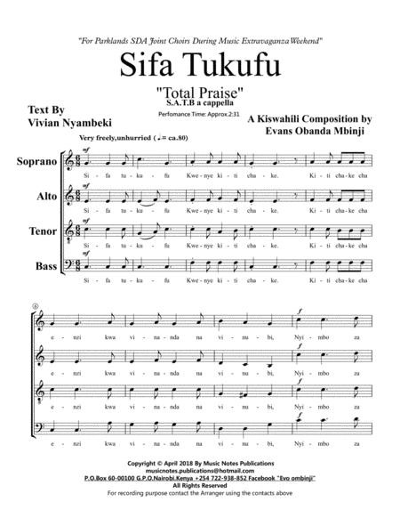 Free Sheet Music Sifa Tukufu Total Praise