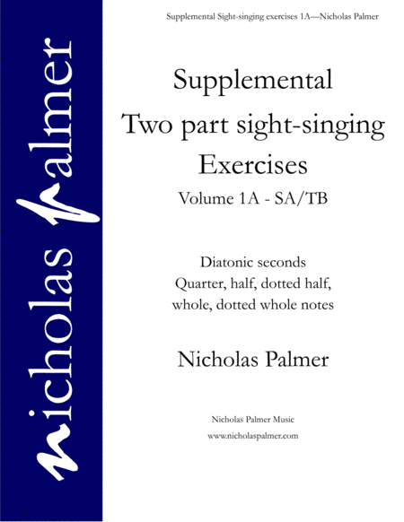 Sight Singing Exercises For Two Part Choirs Vol 1a Quarters Halves Wholes Sheet Music