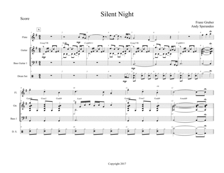 Free Sheet Music Silent Night 2017 For Voice Flute Bass Drums Guitar