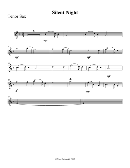 Silent Night B Flat Saxes Sheet Music