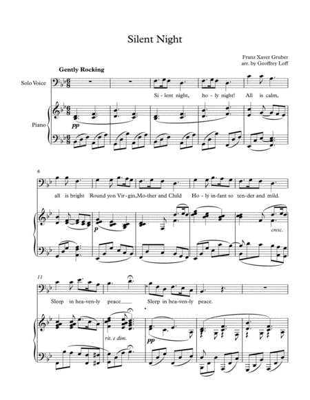 Free Sheet Music Silent Night Baritone And Piano