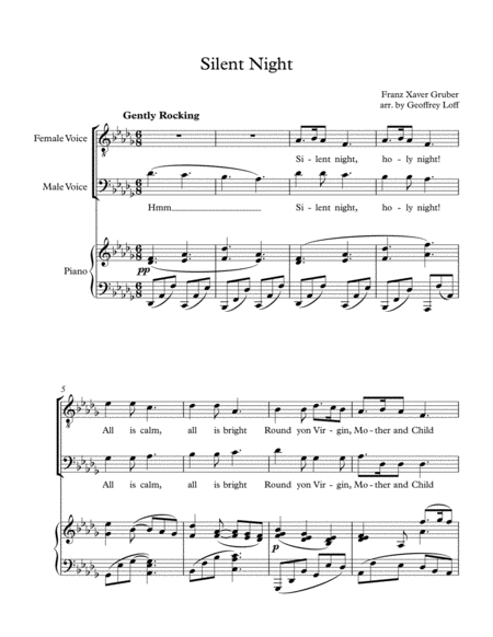 Free Sheet Music Silent Night Duet Male And Female Voice And Piano