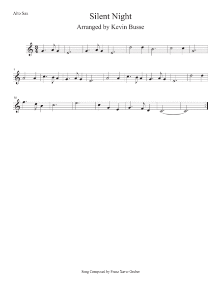 Free Sheet Music Silent Night Easy Key Of C Alto Sax