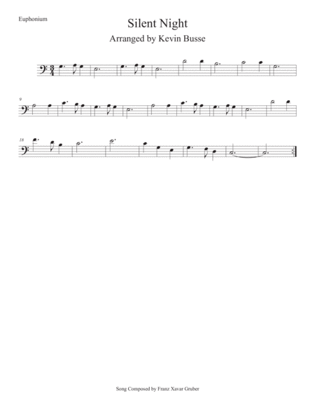 Silent Night Easy Key Of C Euphonium Sheet Music