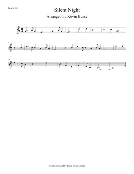 Free Sheet Music Silent Night Easy Key Of C Tenor Sax