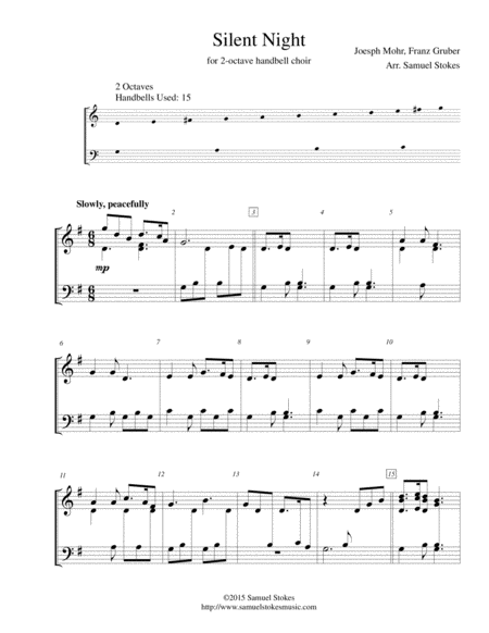 Silent Night For 2 Octave Handbell Choir Sheet Music