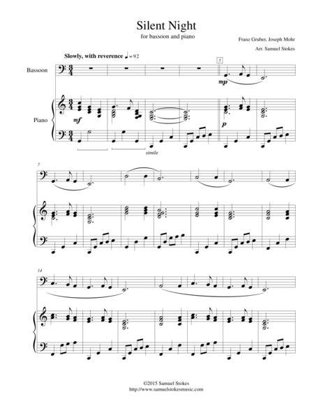 Silent Night For Bassoon And Piano Sheet Music