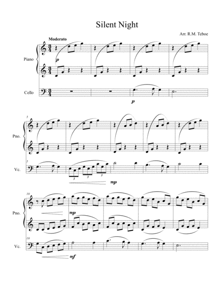 Free Sheet Music Silent Night For Cello And Piano