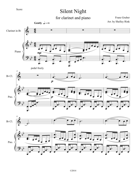 Silent Night For Clarinet And Piano Sheet Music