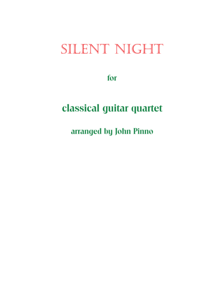 Silent Night For Classical Guitar Trio Or Quartet Sheet Music