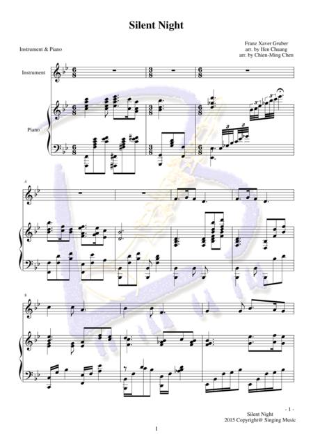 Free Sheet Music Silent Night For Instrument And Piano