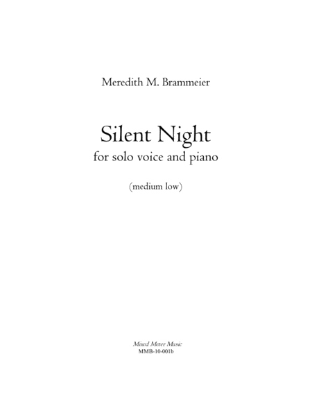 Silent Night For Medium Low Voice And Piano Sheet Music