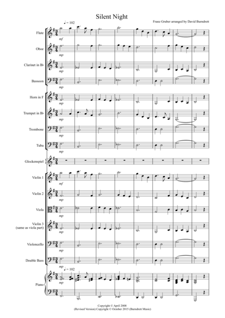 Free Sheet Music Silent Night For School Orchestra