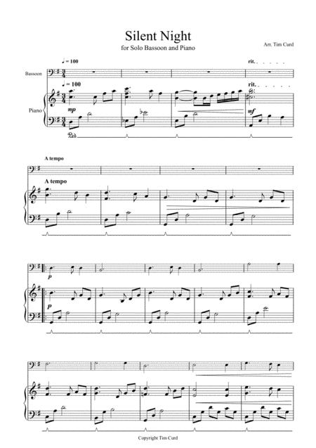 Free Sheet Music Silent Night For Solo Bassoon And Piano