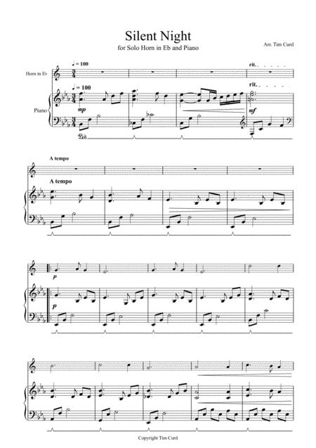 Silent Night For Solo Horn In Eb And Piano Sheet Music