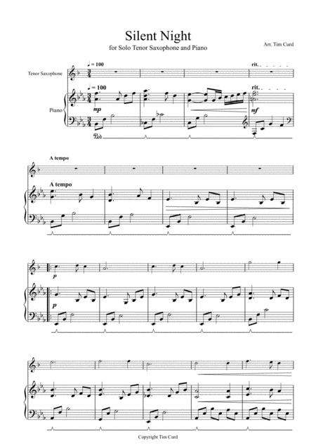 Silent Night For Solo Tenor Saxophone And Piano Sheet Music