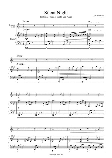 Silent Night For Solo Trumpet In Bb And Piano Sheet Music