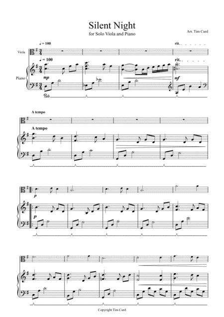 Free Sheet Music Silent Night For Solo Viola And Piano