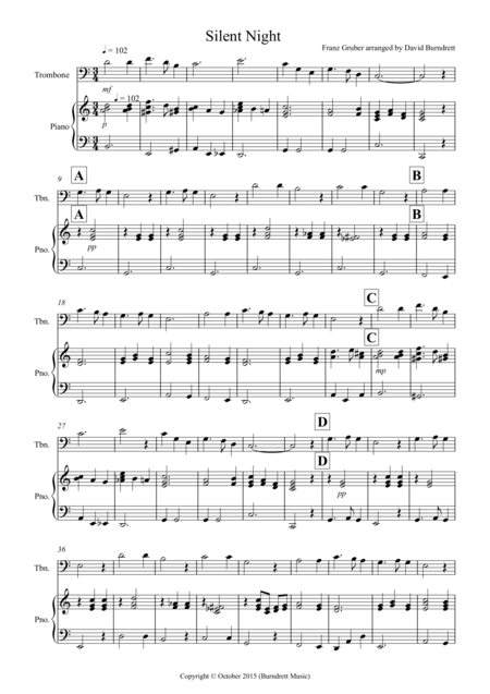 Silent Night For Trombone And Piano Sheet Music