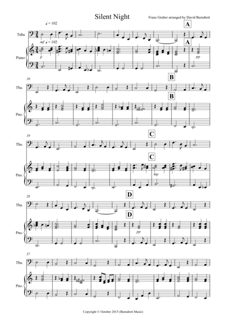 Free Sheet Music Silent Night For Tuba And Piano