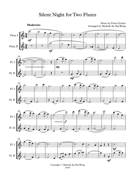 Silent Night For Two Flutes Sheet Music