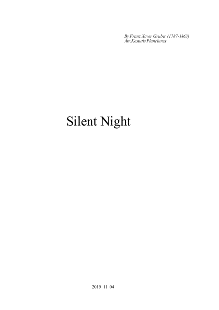 Silent Night For Voice And Chamber Orchestra Sheet Music