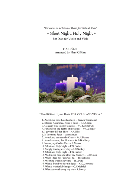 Free Sheet Music Silent Night Holy Night For Violin And Viola