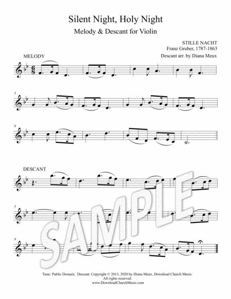 Silent Night Holy Night Violin Melody Descant Sheet Music