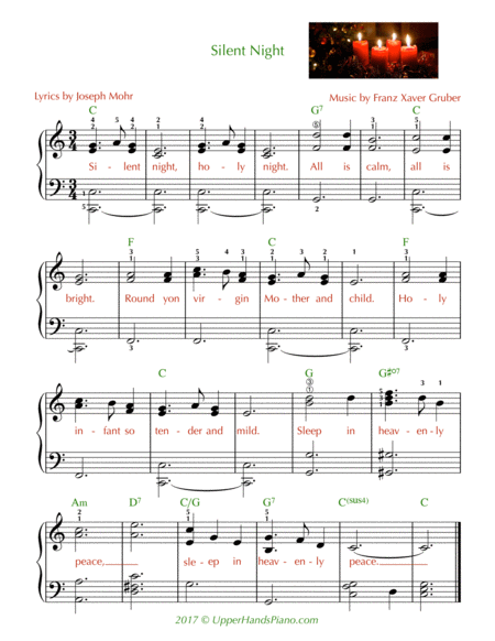 Free Sheet Music Silent Night Late Beginner Early Intermediate