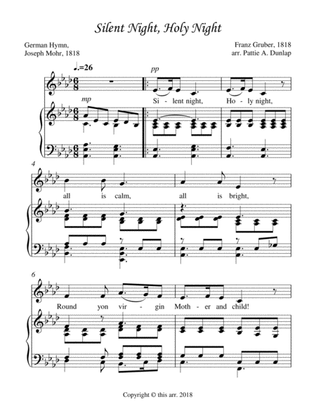 Free Sheet Music Silent Night Low Voice Piano