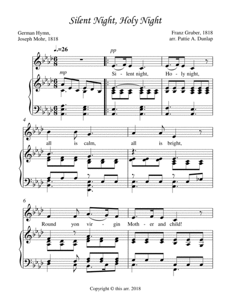 Silent Night Low Voice Piano Sheet Music