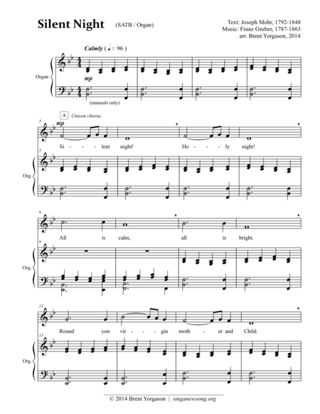 Silent Night Satb Organ Sheet Music