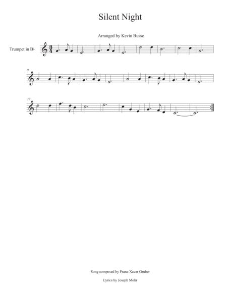 Free Sheet Music Silent Night Trumpet