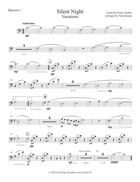 Silent Night Variations Full Orchestra Bassoon 1 Part Sheet Music