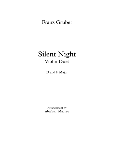 Silent Night Violin Duet Two Tonalities Included Sheet Music