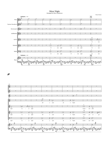 Silent Night With Optional Flute Soprano Sax And Optional Glockenspiel Sheet Music