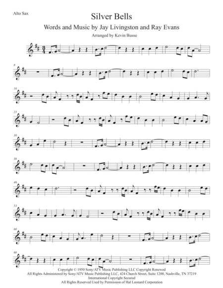 Silver Bells Alto Sax Sheet Music