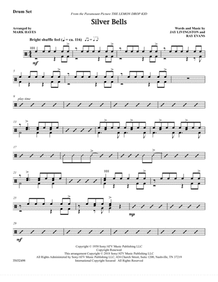 Free Sheet Music Silver Bells Arr Mark Hayes Drums
