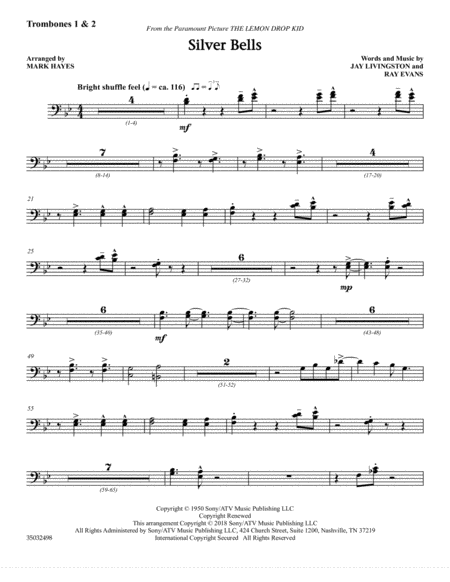 Free Sheet Music Silver Bells Arr Mark Hayes Trombone 1 2
