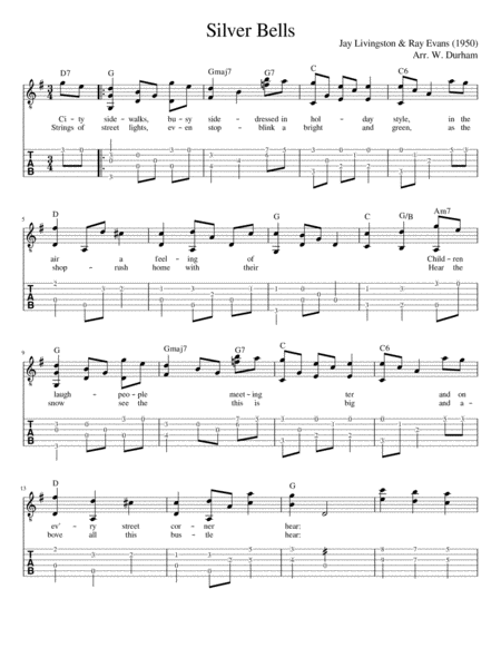 Free Sheet Music Silver Bells Arranged For Fingerstyle Guitar