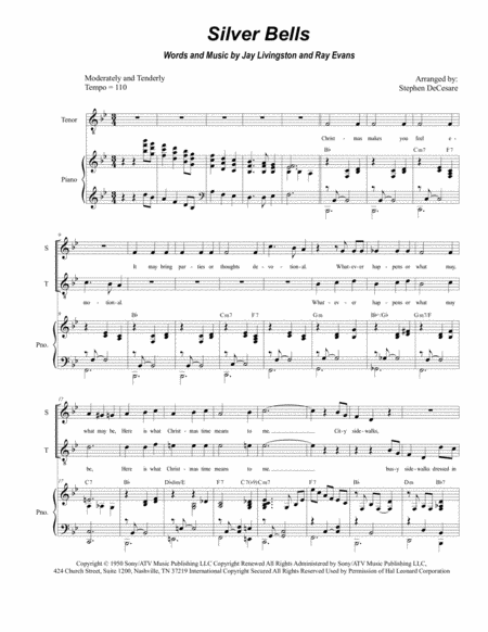 Free Sheet Music Silver Bells Duet For Soprano And Tenor Solo