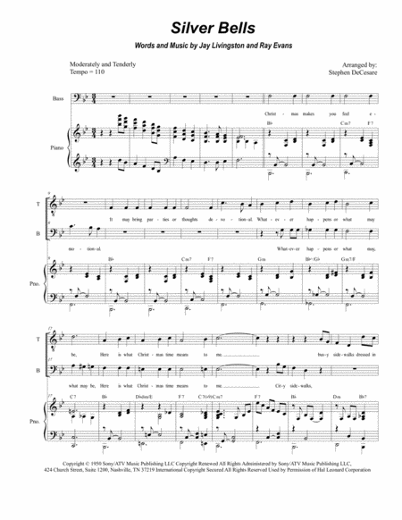 Free Sheet Music Silver Bells Duet For Tenor And Bass Solo