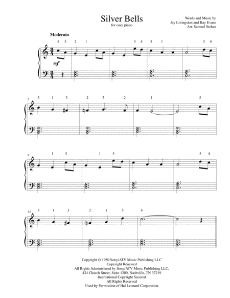 Free Sheet Music Silver Bells For Easy Piano