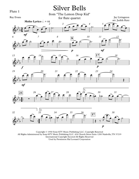 Free Sheet Music Silver Bells For Flute Quartet Parts