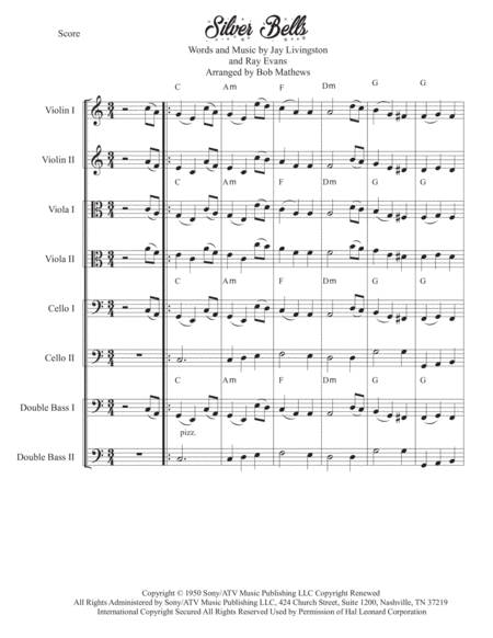 Free Sheet Music Silver Bells For Strings