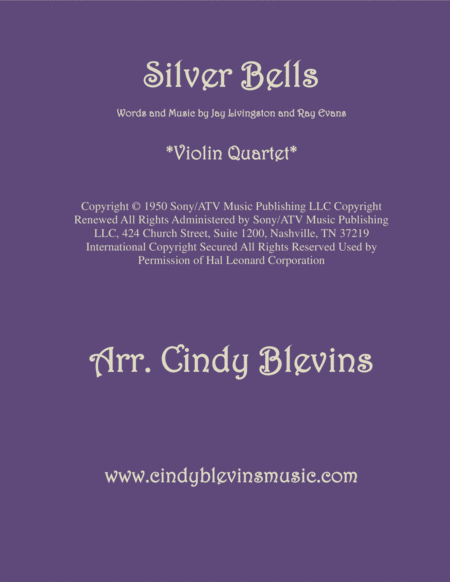 Free Sheet Music Silver Bells For Violin Quartet