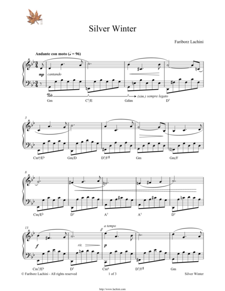 Free Sheet Music Silver Winter