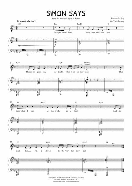 Simon Says Solo From After It Rains A New Musical Sheet Music