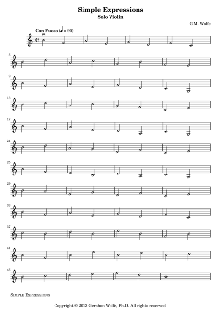 Free Sheet Music Simple Expressions